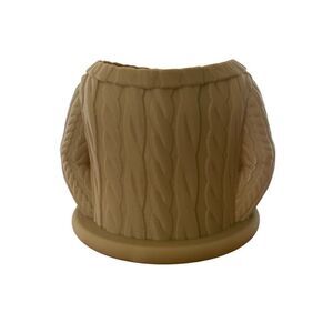 Cozy Aran Cable Sweater Planter - Perfect for Knitters & Craft Lovers Beige